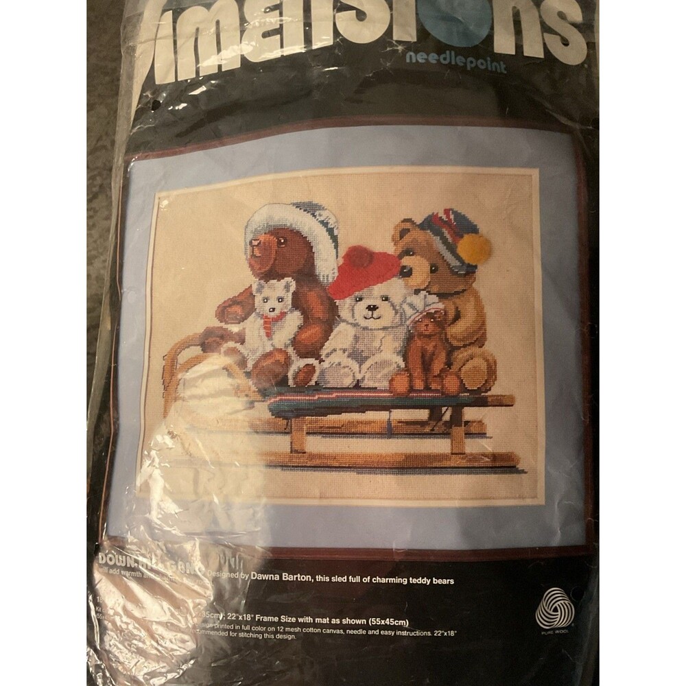 VINTAGE DIMENSIONS Winter Down Hill Gang COUNTED CROSS STITCH KIT